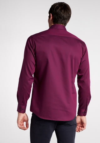 eterna modern fit chemise manches longues rouge vin structurée 3680-56-x17v