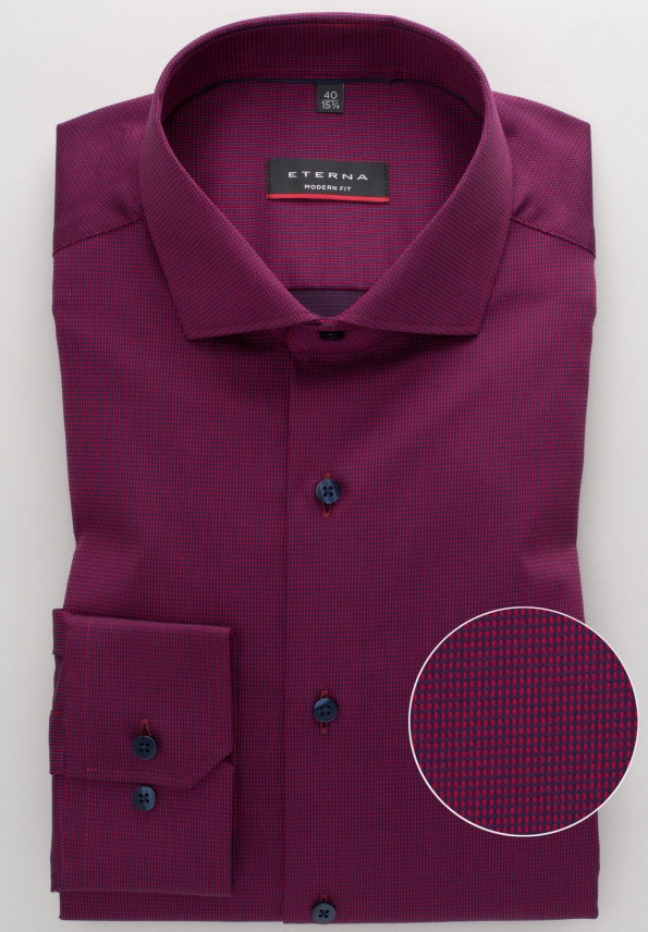 eterna modern fit chemise manches longues rouge vin structurée 3680-56-x17v von Eterna