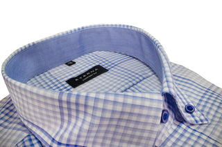 ETERNA COMFORT FIT Langarm Hemd - Coastal Blue Check - 3683-15-E144
