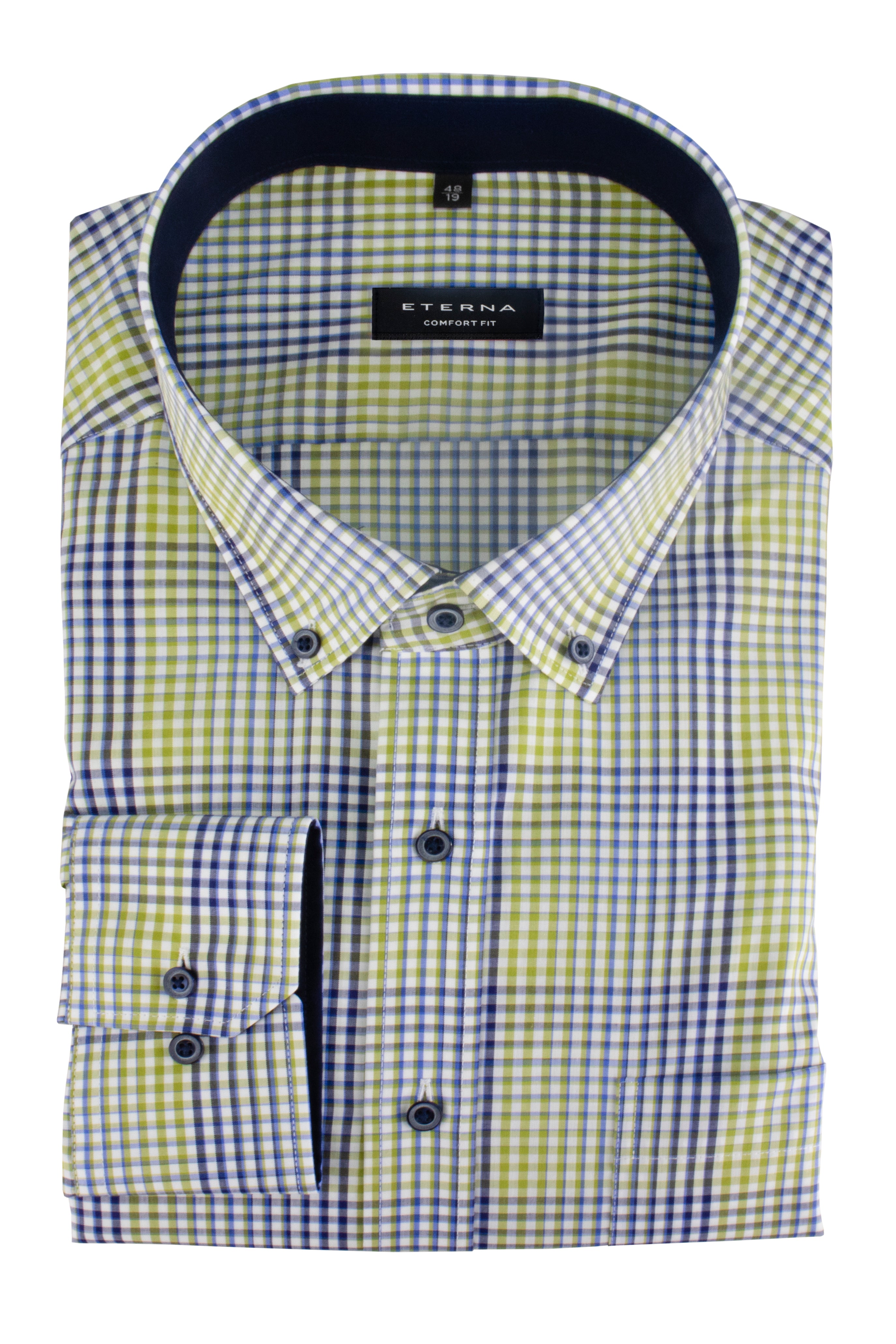 ETERNA COMFORT FIT Langarm Hemd - Spring Spruce Check - 3683-44-E144