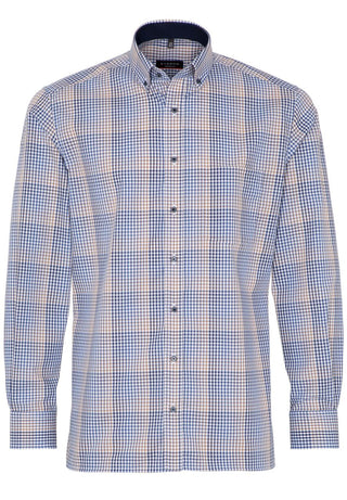 ETERNA MODERN FIT Langarm Hemd - Blue Sandstone Check - 3683-15-X143