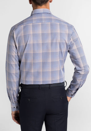 ETERNA MODERN FIT Langarm Hemd - Blue Sandstone Check - 3683-15-X143
