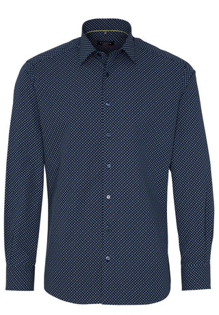 chemise manches longues eterna modern fit bleu pointillé 3708-19-x18p