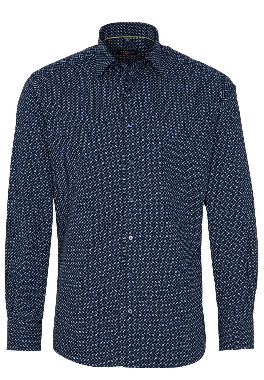ETERNA MODERN FIT Langarm Hemd - Stellar Navy Dots - 3708-19-X18P