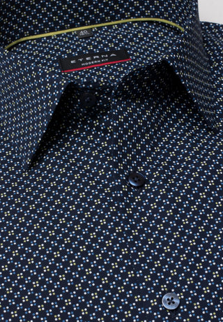 chemise manches longues eterna modern fit bleu pointillé 3708-19-x18p