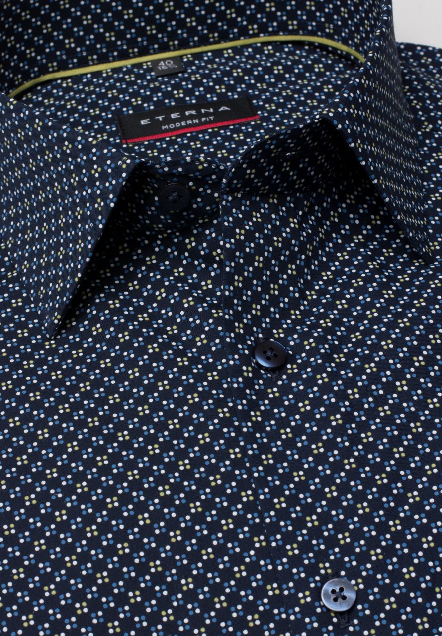 ETERNA MODERN FIT Langarm Hemd - Stellar Navy Dots - 3708-19-X18P