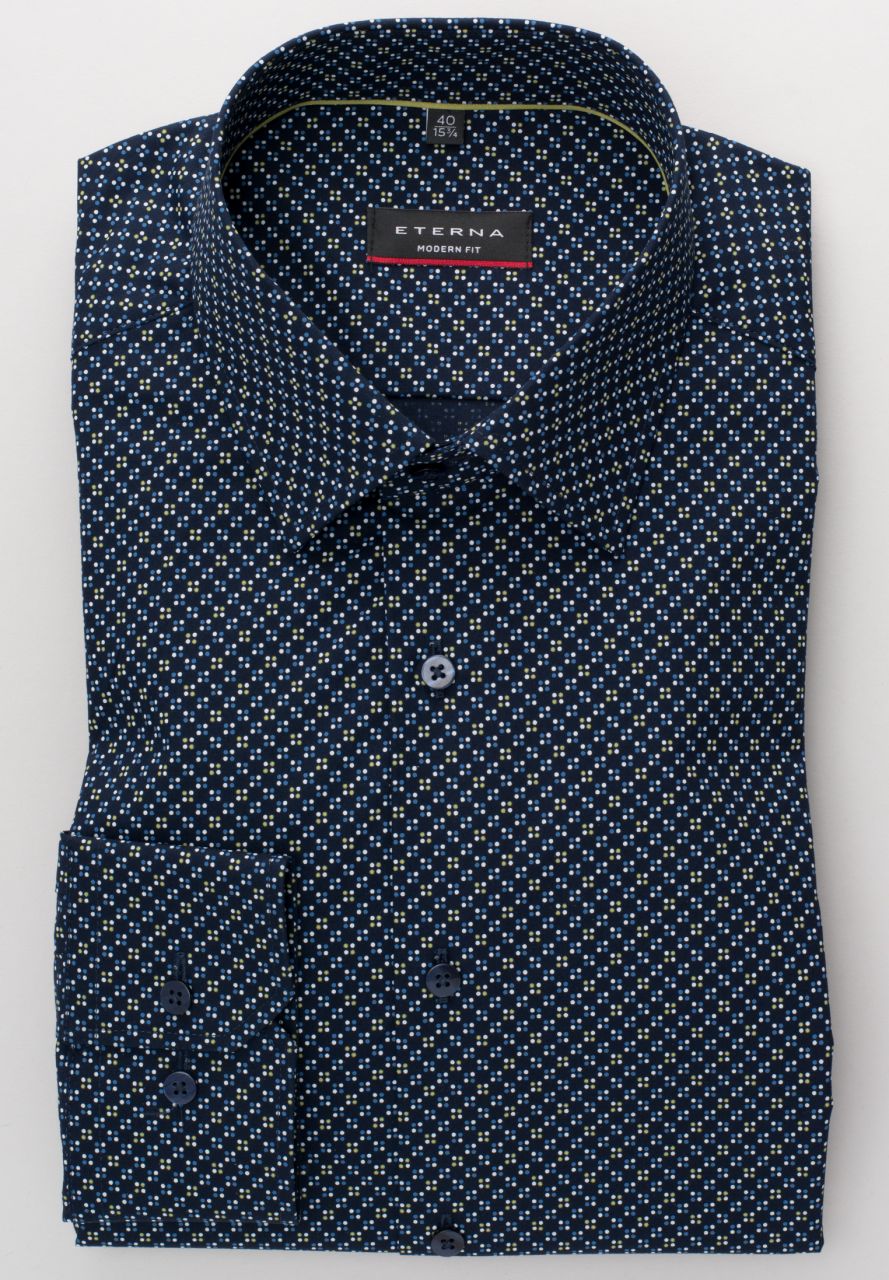 chemise manches longues eterna modern fit bleu pointillé 3708-19-x18p von Eterna