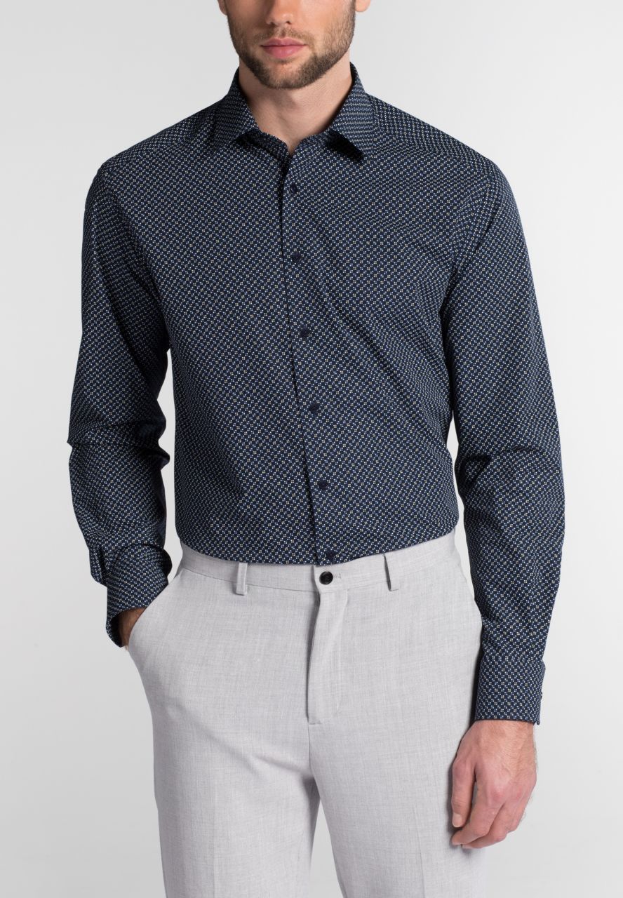 chemise manches longues eterna modern fit bleu pointillé 3708-19-x18p von Eterna