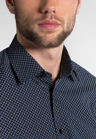 chemise manches longues eterna modern fit bleu pointillé 3708-19-x18p