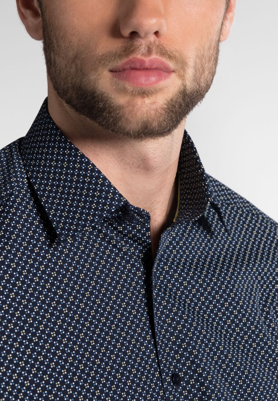 chemise manches longues eterna modern fit bleu pointillé 3708-19-x18p von Eterna