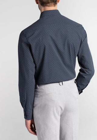 chemise manches longues eterna modern fit bleu pointillé 3708-19-x18p