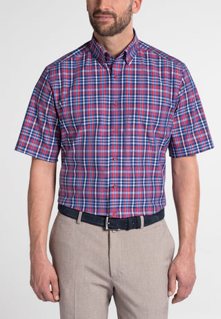 ETERNA COMFORT FIT Kurzarm Hemd - Harbor Check Blue - 3772-17-K14L