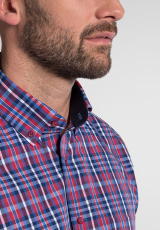 ETERNA COMFORT FIT Kurzarm Hemd - Harbor Check Blue - 3772-17-K14L