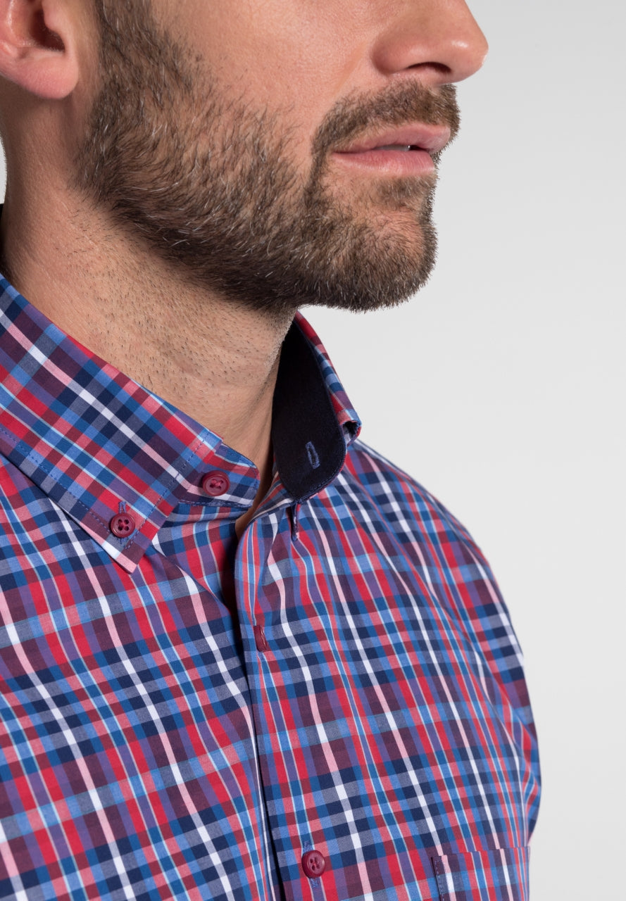 ETERNA COMFORT FIT Kurzarm Hemd - Harbor Check Blue - 3772-17-K14L von Eterna