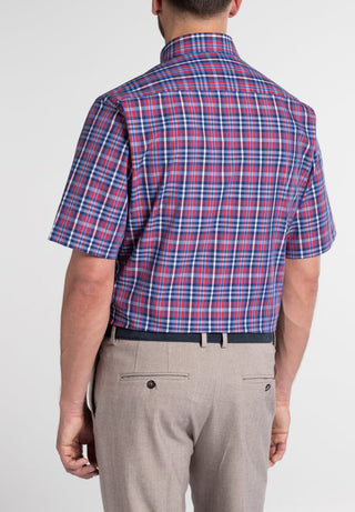 ETERNA COMFORT FIT Kurzarm Hemd - Harbor Check Blue - 3772-17-K14L