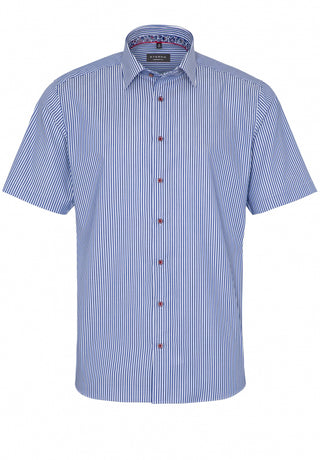 eterna comfort fit sergé à manches courtes bleu blanc rayé 3884-16-k95k