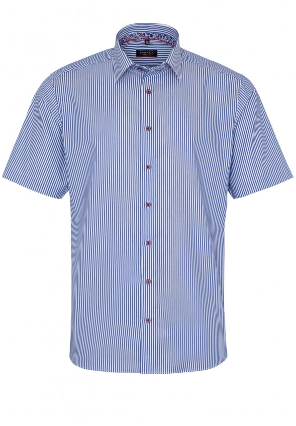 ETERNA MODERN FIT TWILL Kurzarm Hemd - Azure Pinstripe - 3884-16-C94P