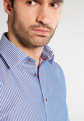 ETERNA MODERN FIT TWILL Kurzarm Hemd - Azure Pinstripe - 3884-16-C94P