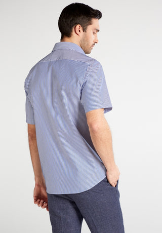 ETERNA MODERN FIT TWILL Kurzarm Hemd - Azure Pinstripe - 3884-16-C94P