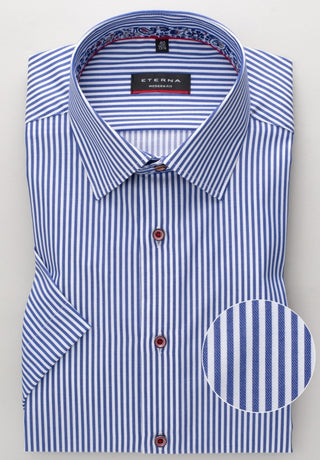 ETERNA MODERN FIT TWILL Kurzarm Hemd - Azure Pinstripe - 3884-16-C94P