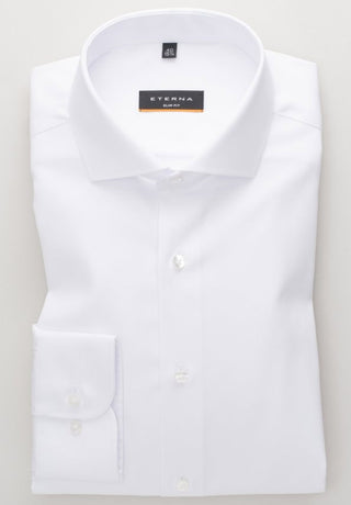 ETERNA SLIM FIT Langarm Hemd - Glacier White Twill - 3929-00-F182