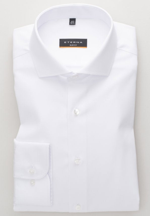 ETERNA SLIM FIT Langarm Hemd - Glacier White Twill - 3929-00-F182 von Eterna