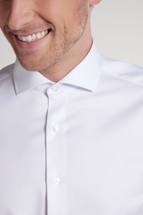 ETERNA SLIM FIT Langarm Hemd - Glacier White Twill - 3929-00-F182 von Eterna