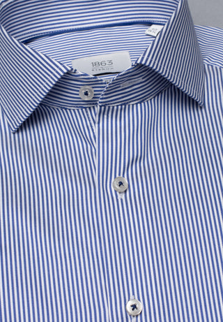 ETERNA 1863 Slim Fit Langarm Hemd - Coastal Pinstripe Blue - 3961-16-F682