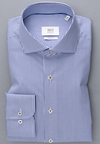 ETERNA 1863 Slim Fit Langarm Hemd - Coastal Pinstripe Blue - 3961-16-F682