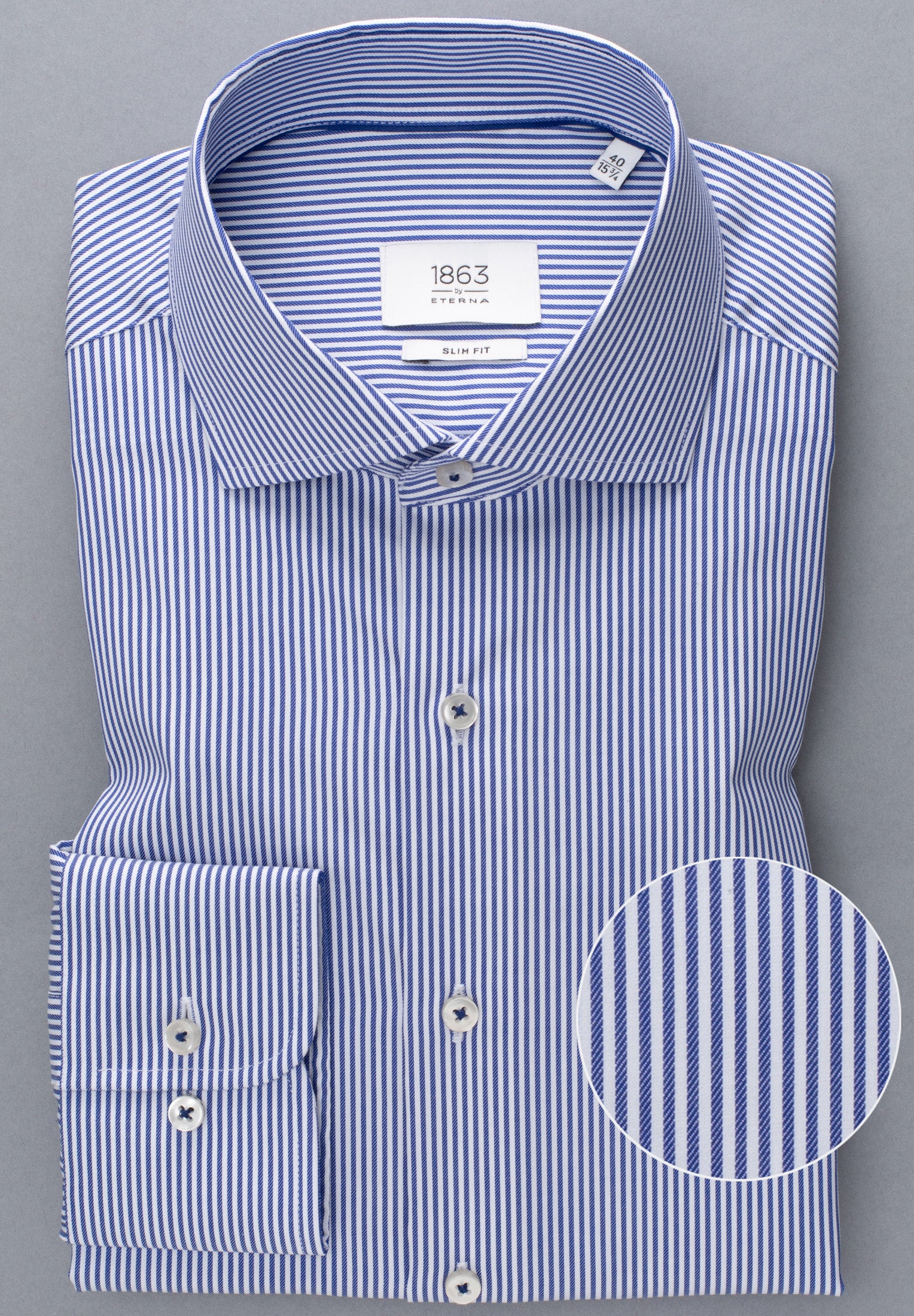 ETERNA 1863 Slim Fit Langarm Hemd - Coastal Pinstripe Blue - 3961-16-F682 von Eterna
