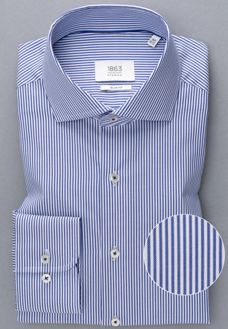 ETERNA 1863 Slim Fit Langarm Hemd - Coastal Pinstripe Blue - 3961-16-F682