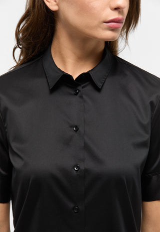 ETERNA REGULAR FIT COVER SHIRT - Midnight Satin Black - 5008-39-H965