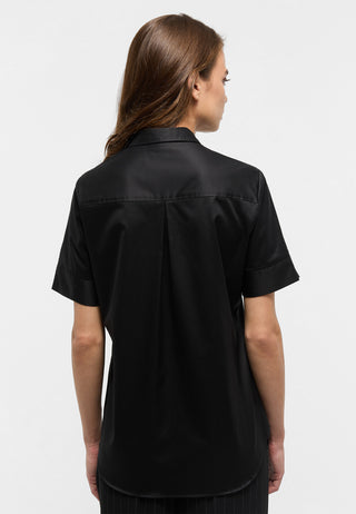 ETERNA REGULAR FIT COVER SHIRT - Midnight Satin Black - 5008-39-H965