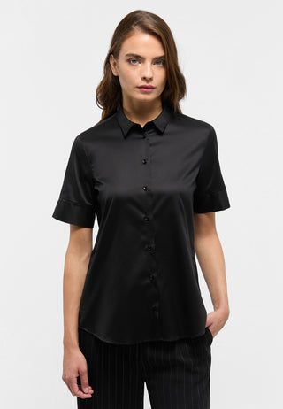 ETERNA REGULAR FIT COVER SHIRT - Midnight Satin Black - 5008-39-H965