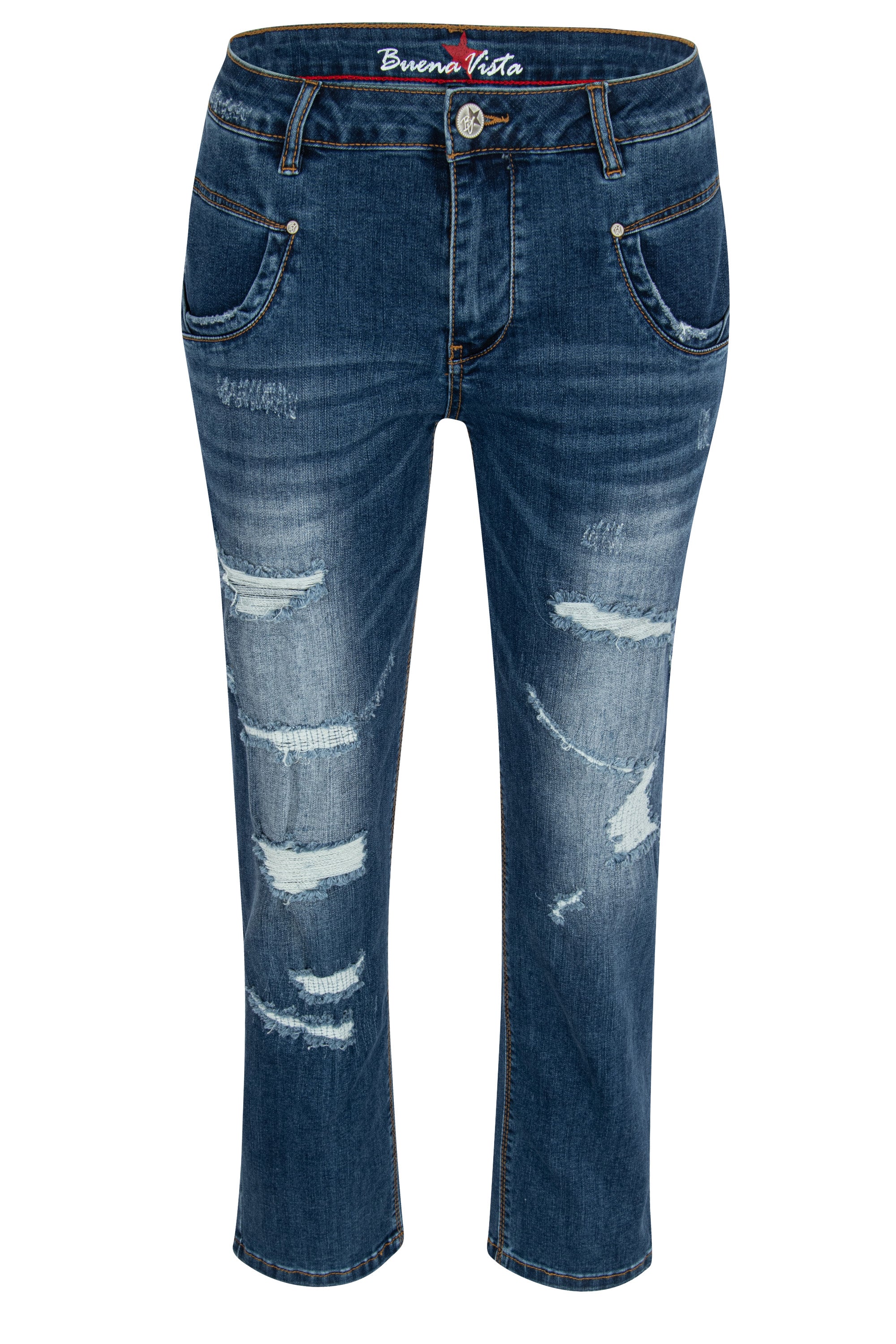 BUENA VISTA ANNA C 7/8 STRAIGHT destroyed repair Jeans - Harbor Rinse Blue - 2409 B5859 369 D.7622