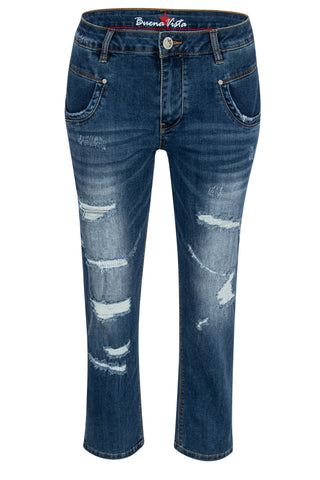 BUENA VISTA ANNA C 7/8 STRAIGHT destroyed repair Jeans - Harbor Rinse Blue - 2409 B5859 369 D.7622