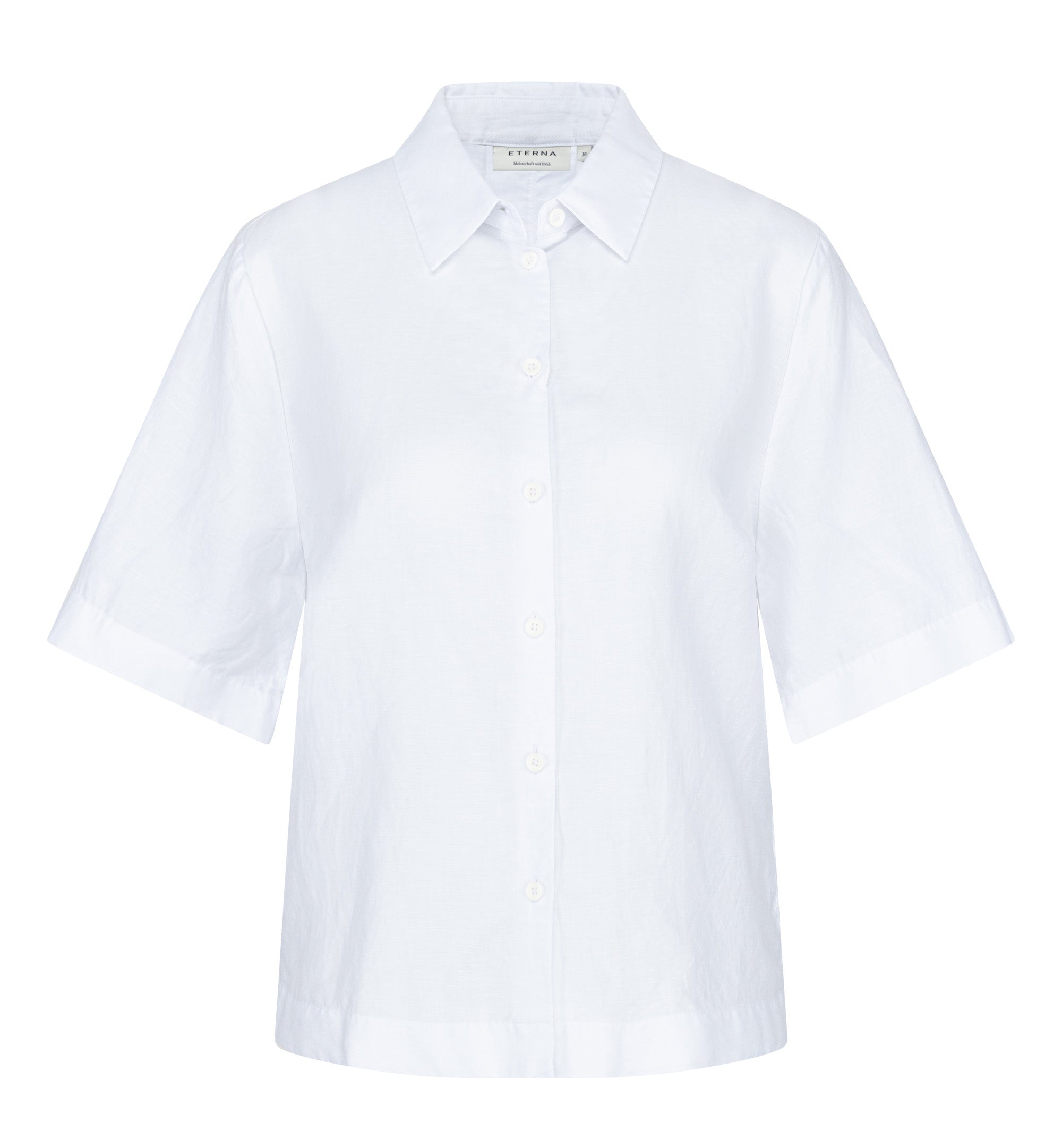 ETERNA LOOSE FIT Kurzarm Bluse - Moonlit Linen White - 5155-00-H366