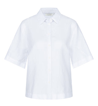 ETERNA LOOSE FIT Kurzarm Bluse - Moonlit Linen White - 5155-00-H366