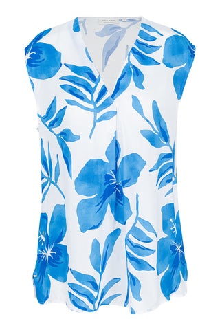 ETERNA Loose Fit ohne Arm Bluse - Azure Palms - 7253-14-A993
