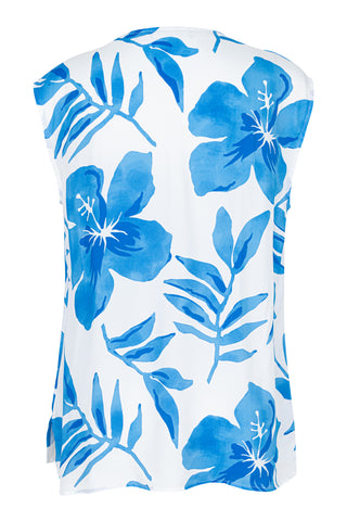 ETERNA Loose Fit ohne Arm Bluse - Azure Palms - 7253-14-A993