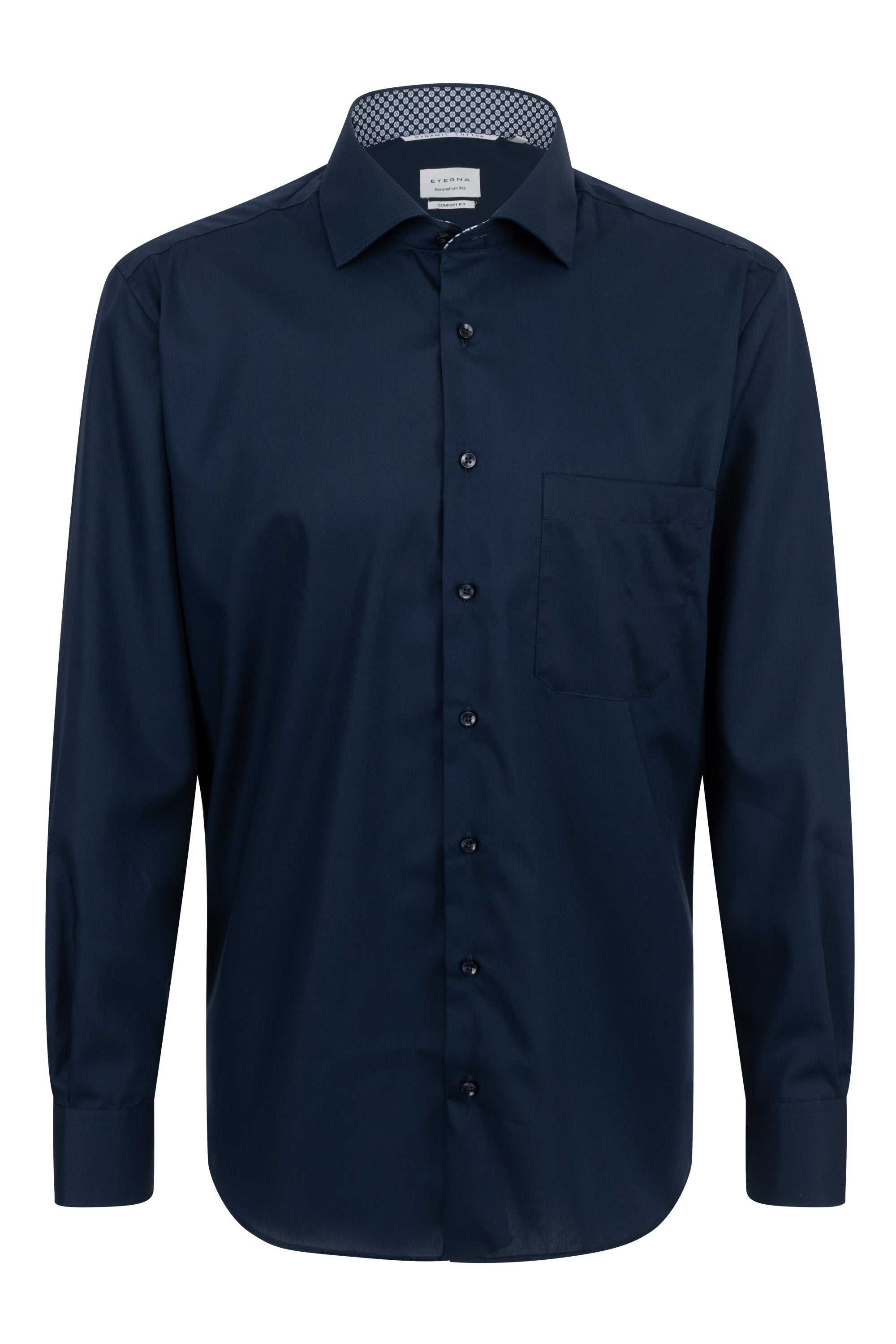 ETERNA COMFORT FIT Natural Stretch Langarm Hemd - Midnight Navy Blue - 1082-19-E15K von Eterna
