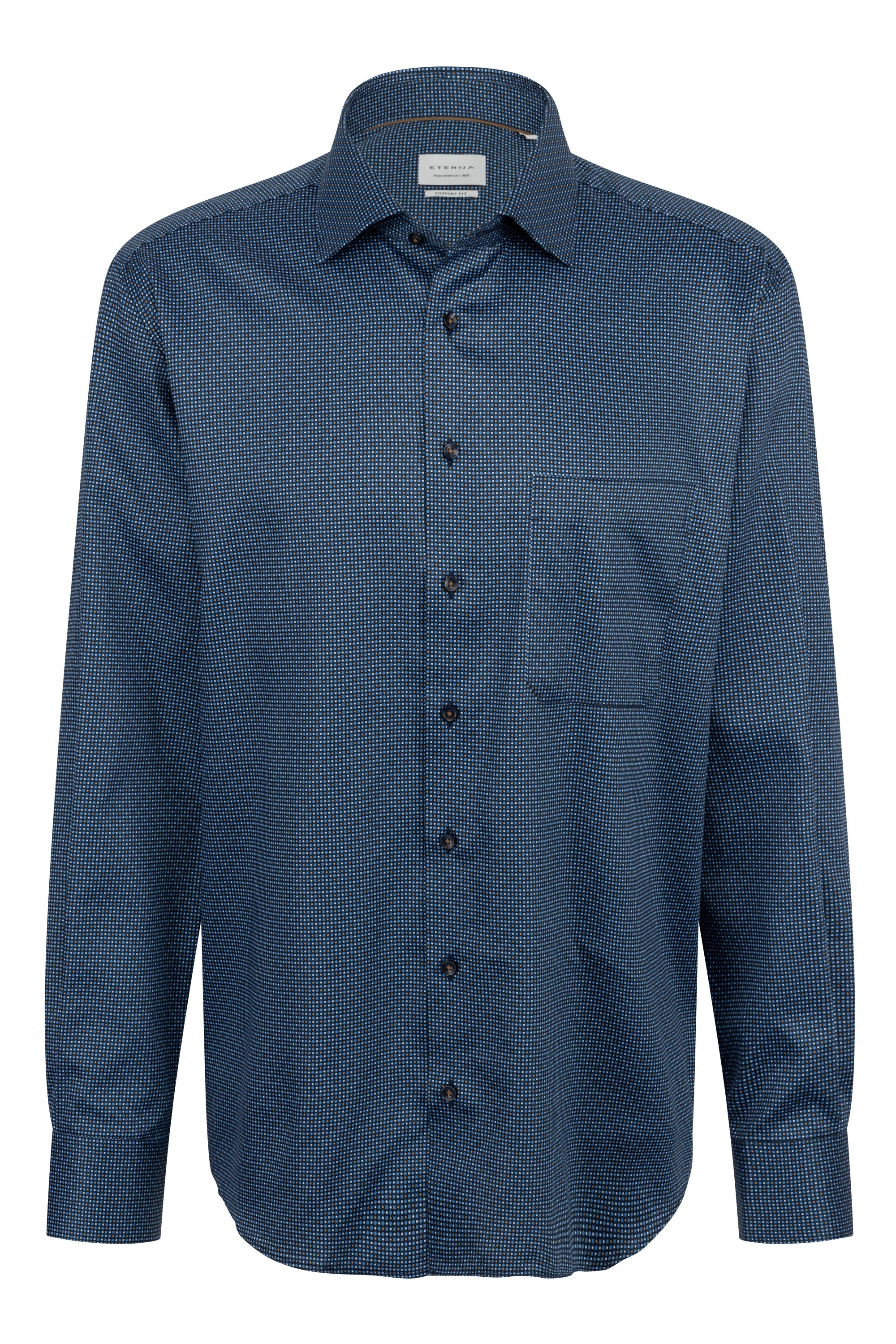 ETERNA COMFORT FIT Langarm Hemd - Ocean Speckle Blue - 1054-16-E19K