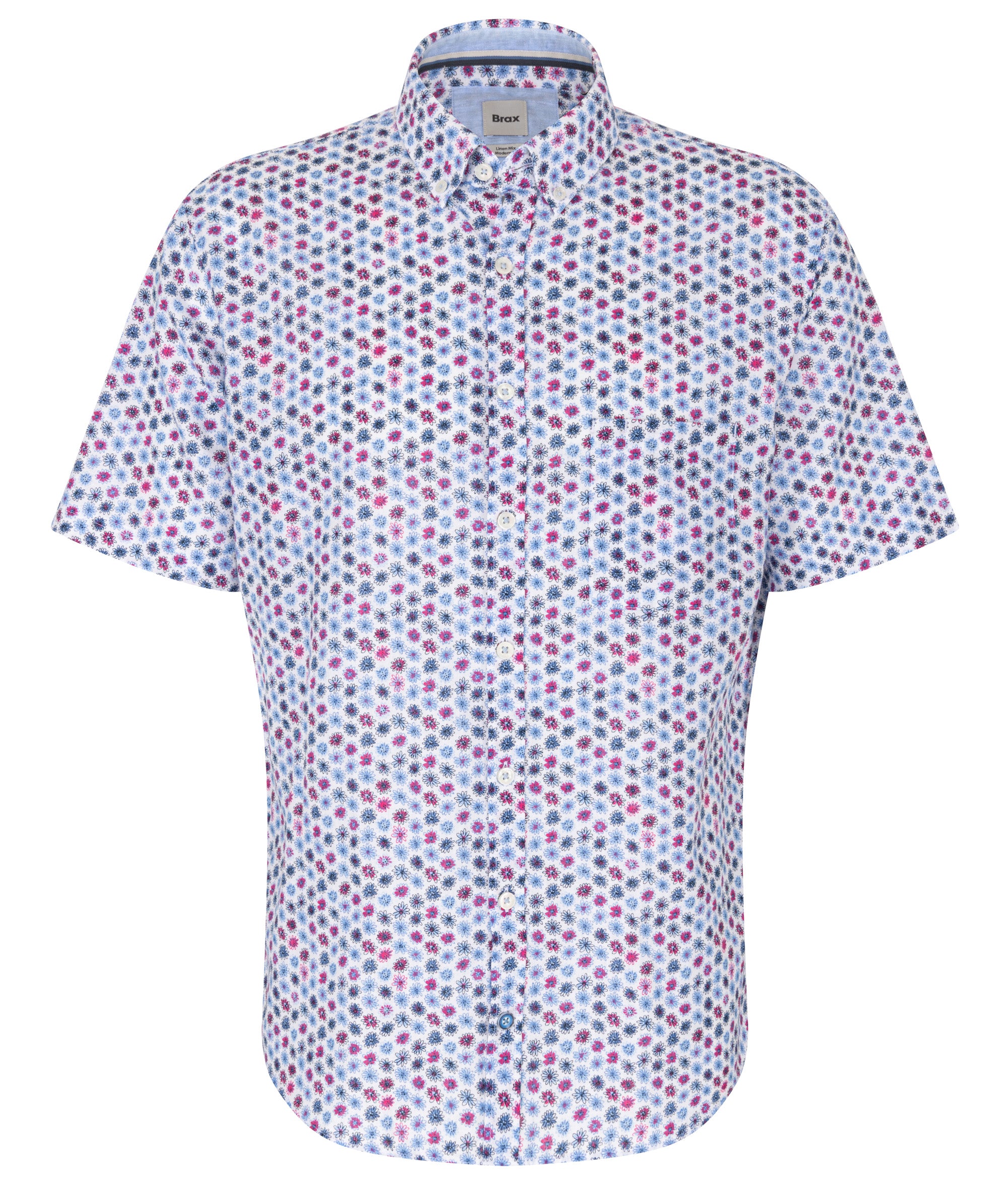 BRAX DAN P Kurzarm Hemd raspberry print 74412800 74-0080-86