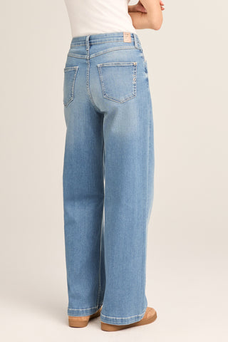 BLUE FIRE Judy Wide Leg Jeans - Sunwashed Sky Blue - 1156.264