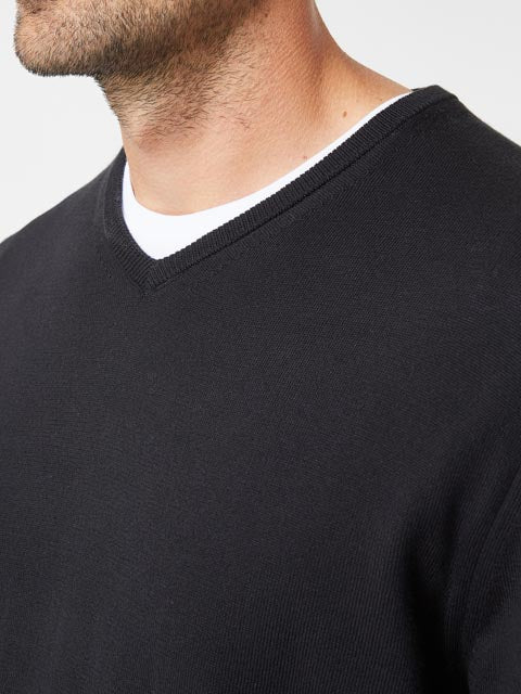 PIERRE CARDIN V-Ausschnitt Strickpullover - Midnight Carbon - 55301 72545.2000 von Pierre Cardin