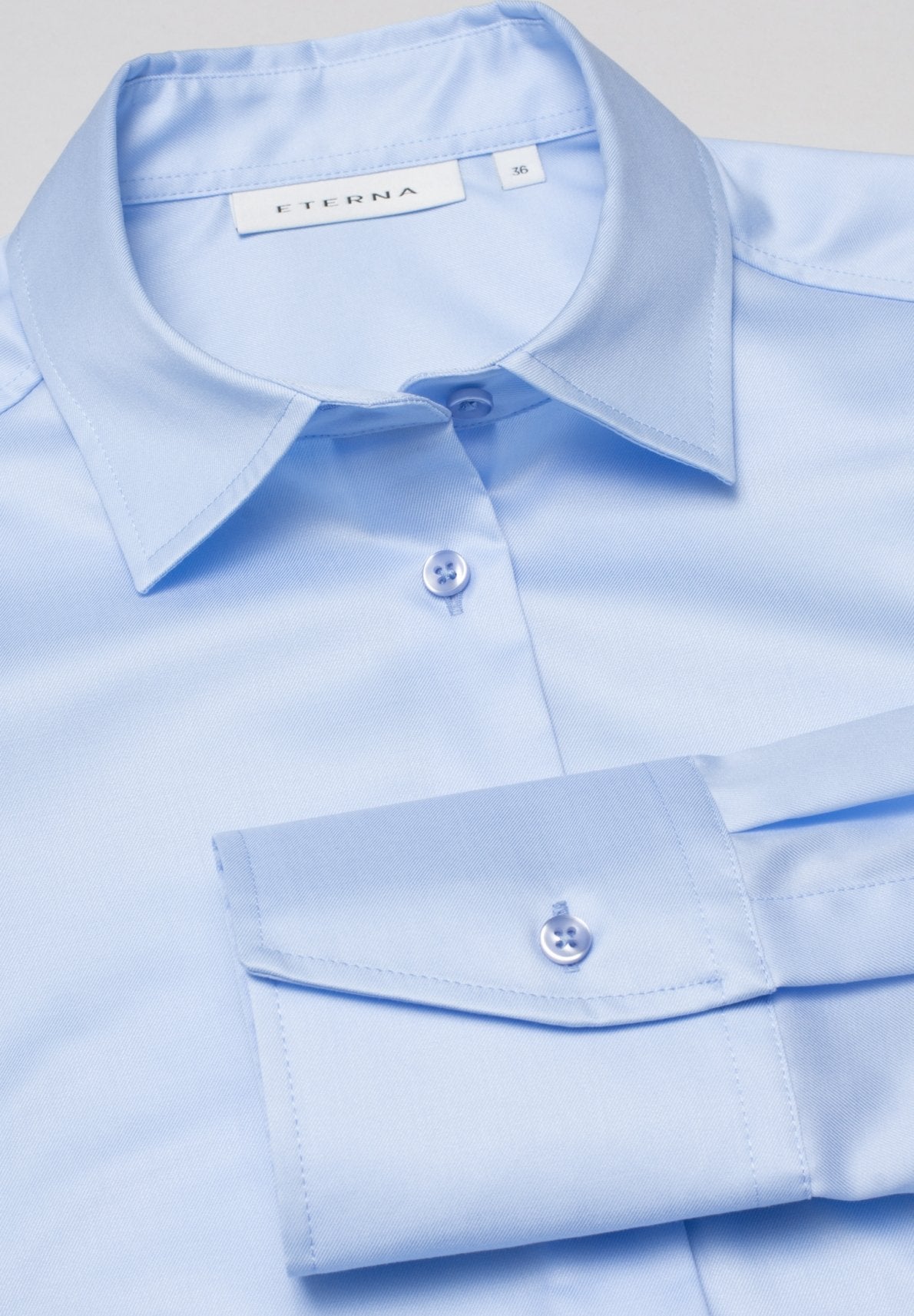 ETERNA MODERN CLASSIC COVER SHIRT Langarm Bluse - Sky Blossom Blue - 5008-10-D708 von Eterna