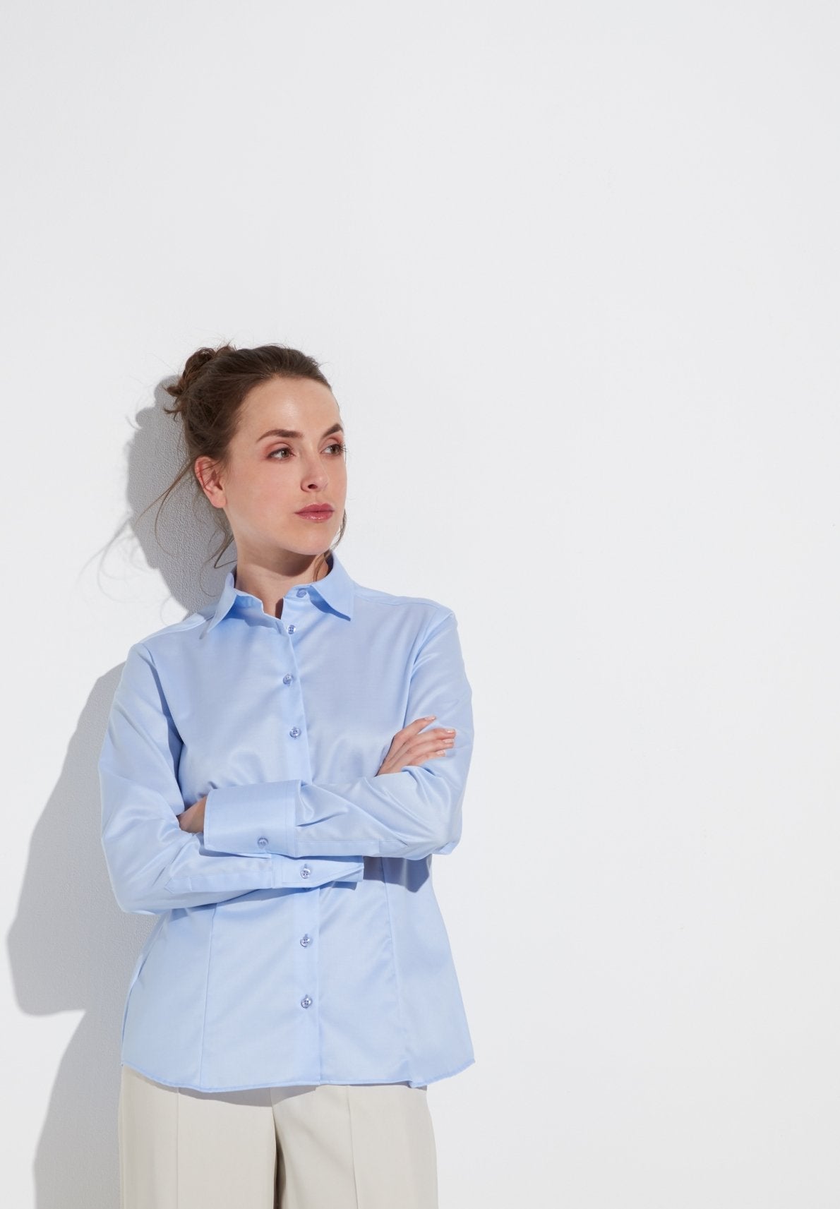 ETERNA MODERN CLASSIC COVER SHIRT Langarm Bluse - Sky Blossom Blue - 5008-10-D708
