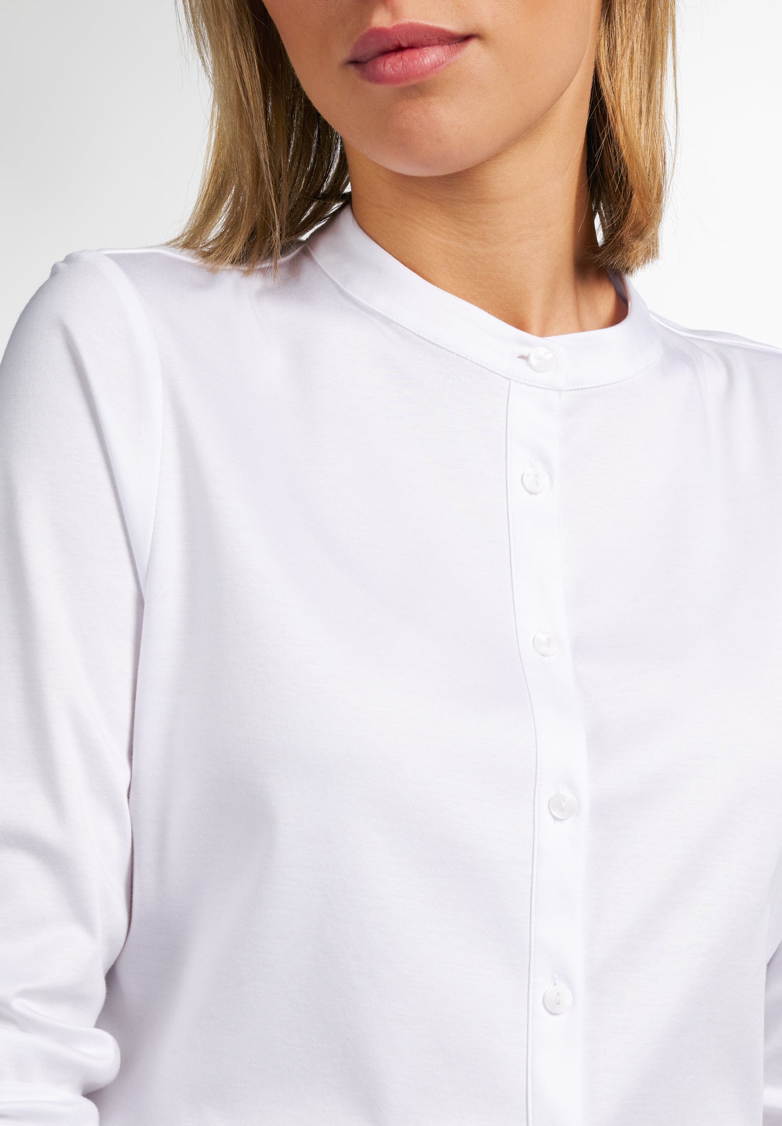 ETERNA FITTED Langarm Bluse - Arctic Mist White - 5158-00-DF07 von Eterna