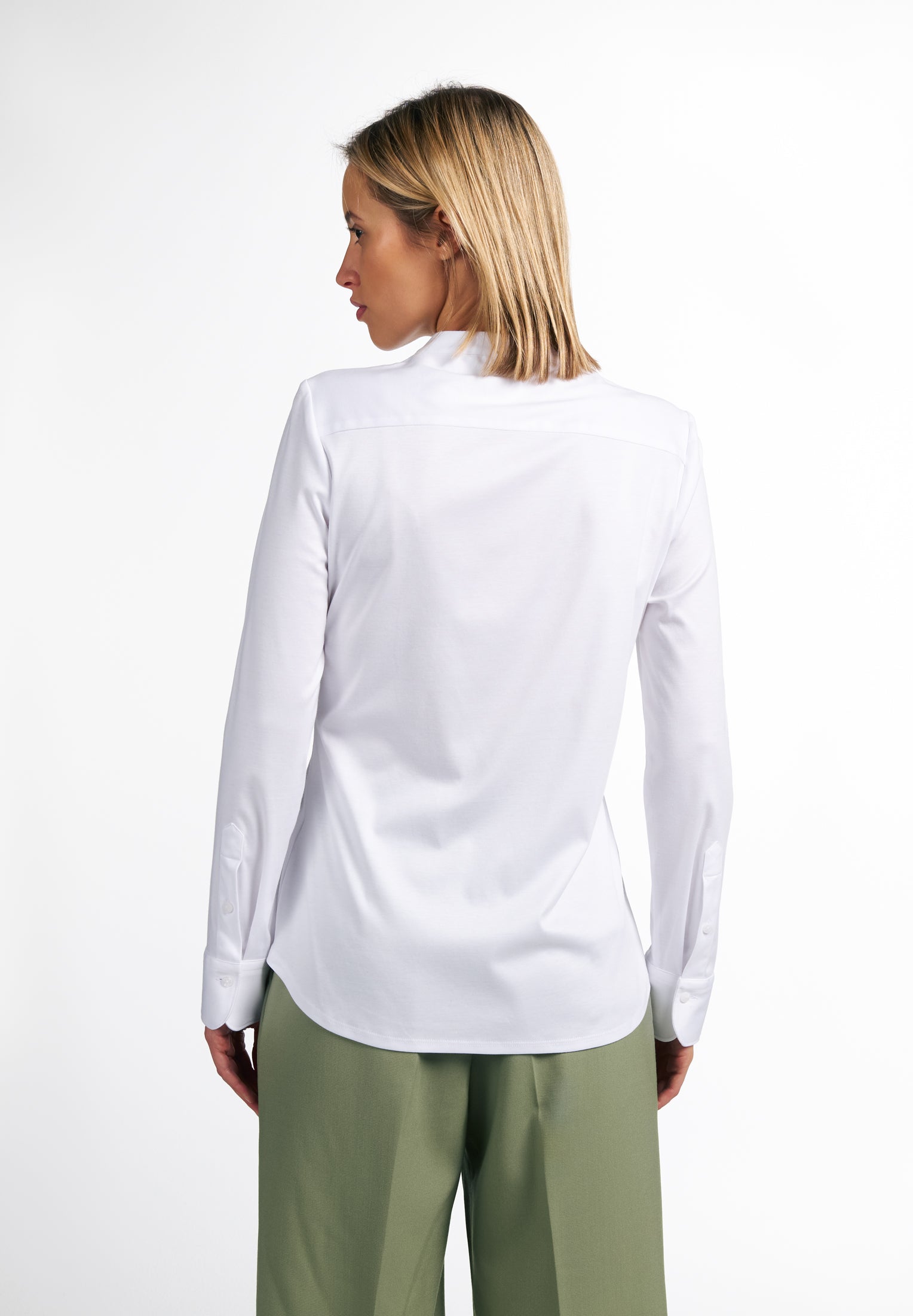 ETERNA FITTED Langarm Bluse - Arctic Mist White - 5158-00-DF07 von Eterna