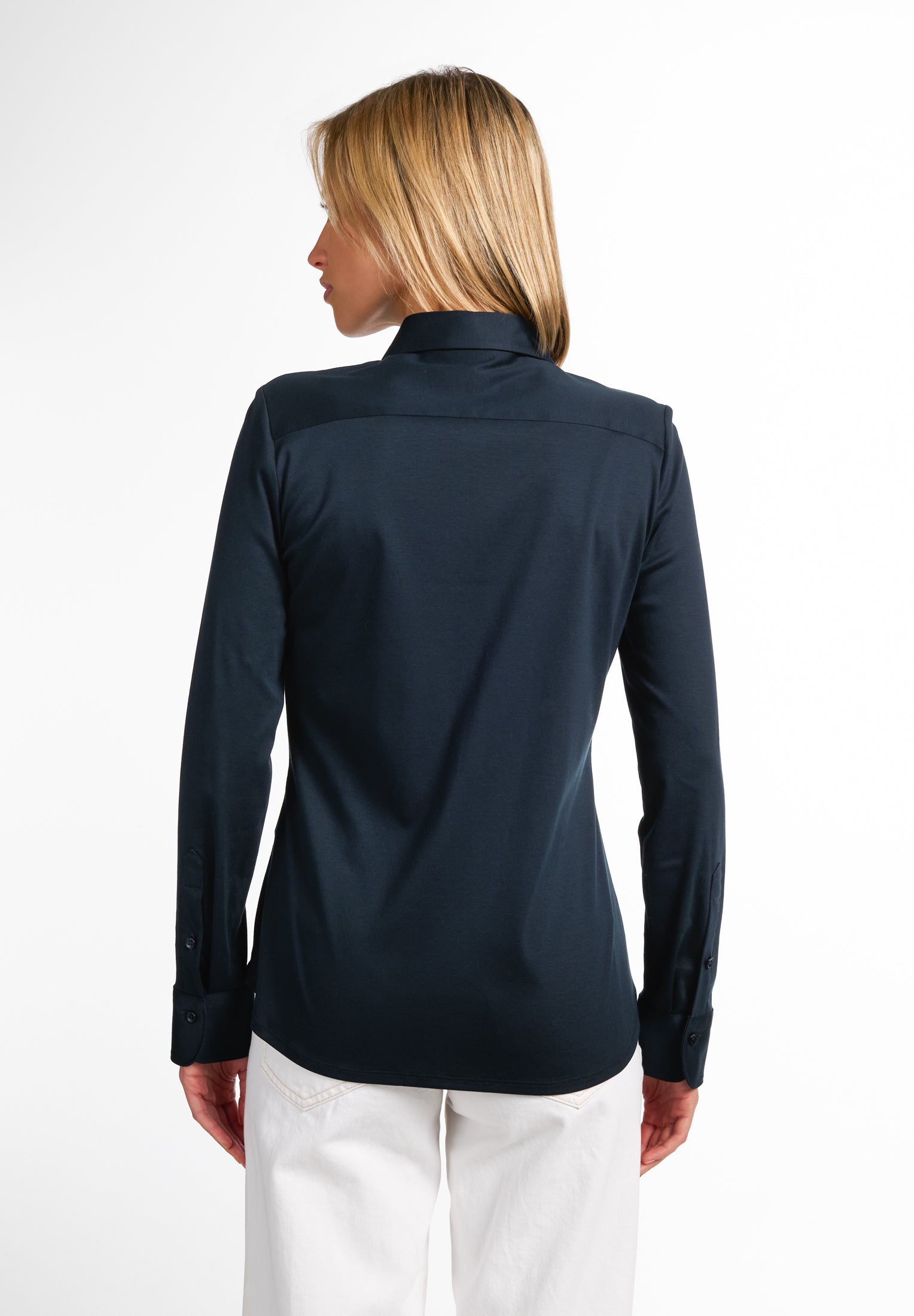 ETERNA FITTED Langarm Bluse - Ink Navy Mist - 5158-19-DF05 von Eterna